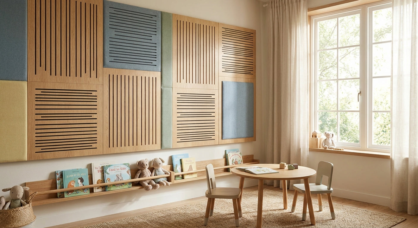 Acoustic wood panels for childcare and nursery walls