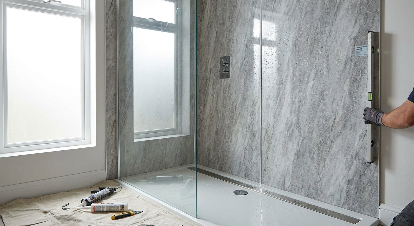 Waterproof shower wall boards for wet room installations