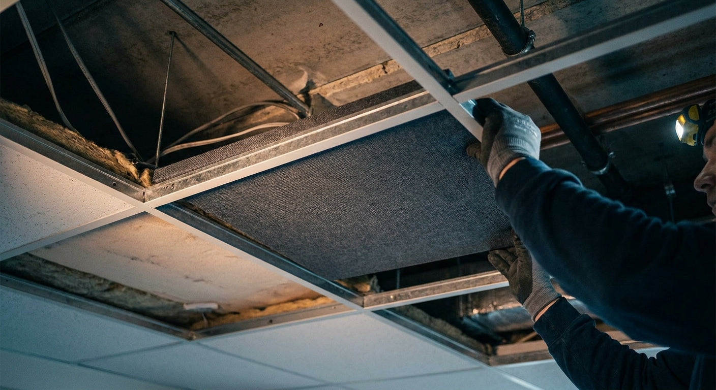 How to install acoustic panels above a suspended ceiling