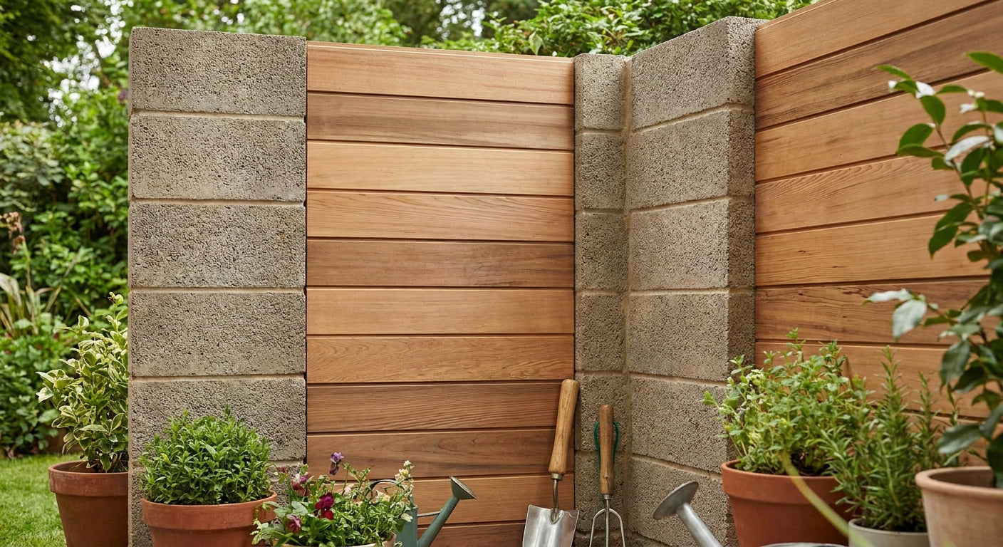 Exterior cladding for breeze block garden walls