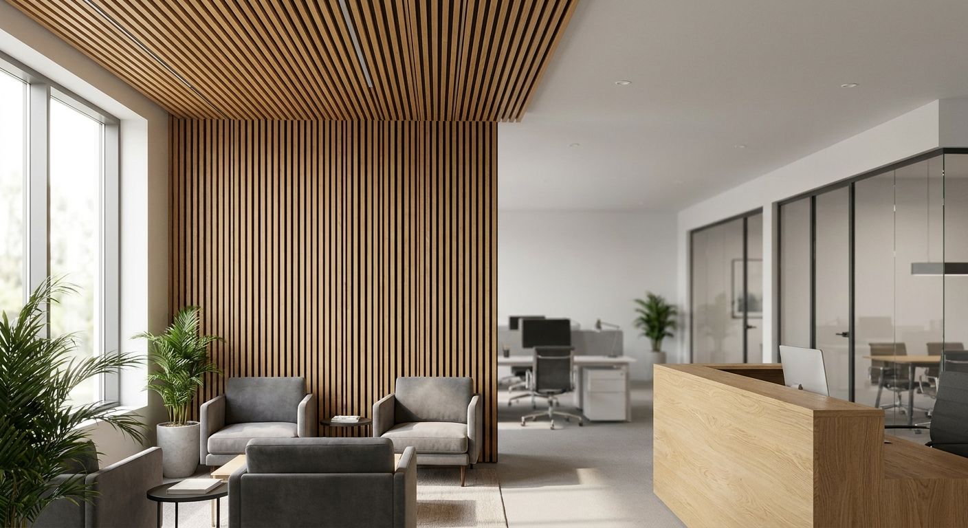 Acoustic wood panels for recruitment agency offices