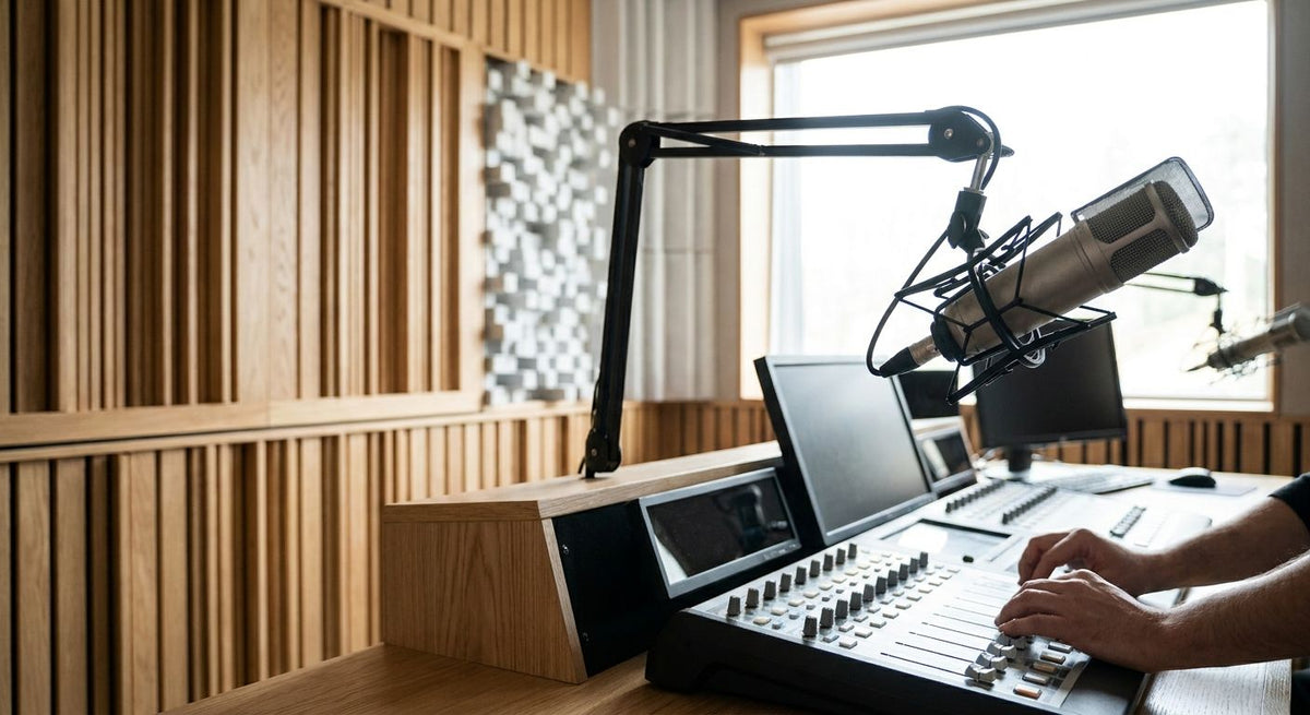 Acoustic wood panels for radio station studios
