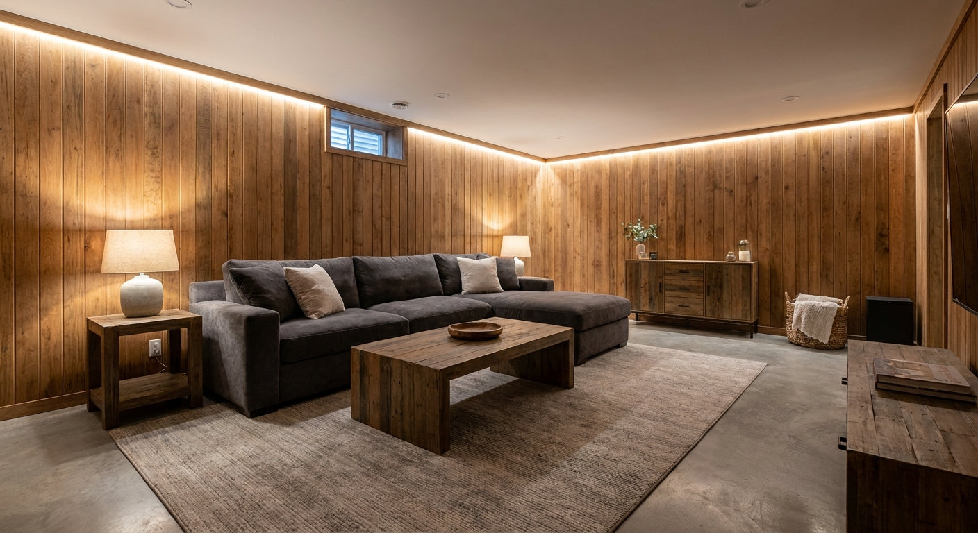 Wooden wall panels for basement conversion walls