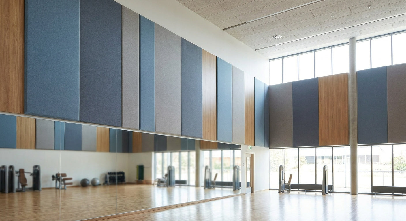 Acoustic panels for sports hall and leisure centre walls