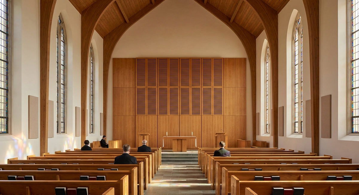 Acoustic wood panels for places of worship