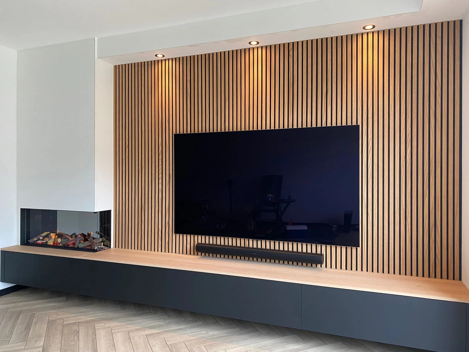 Natural Oak tv wall panel