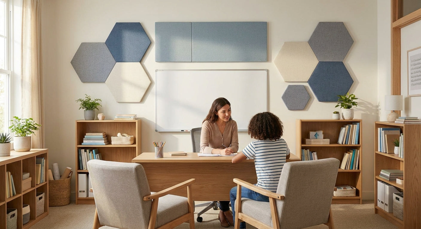 Acoustic panels for language school and tutoring room walls
