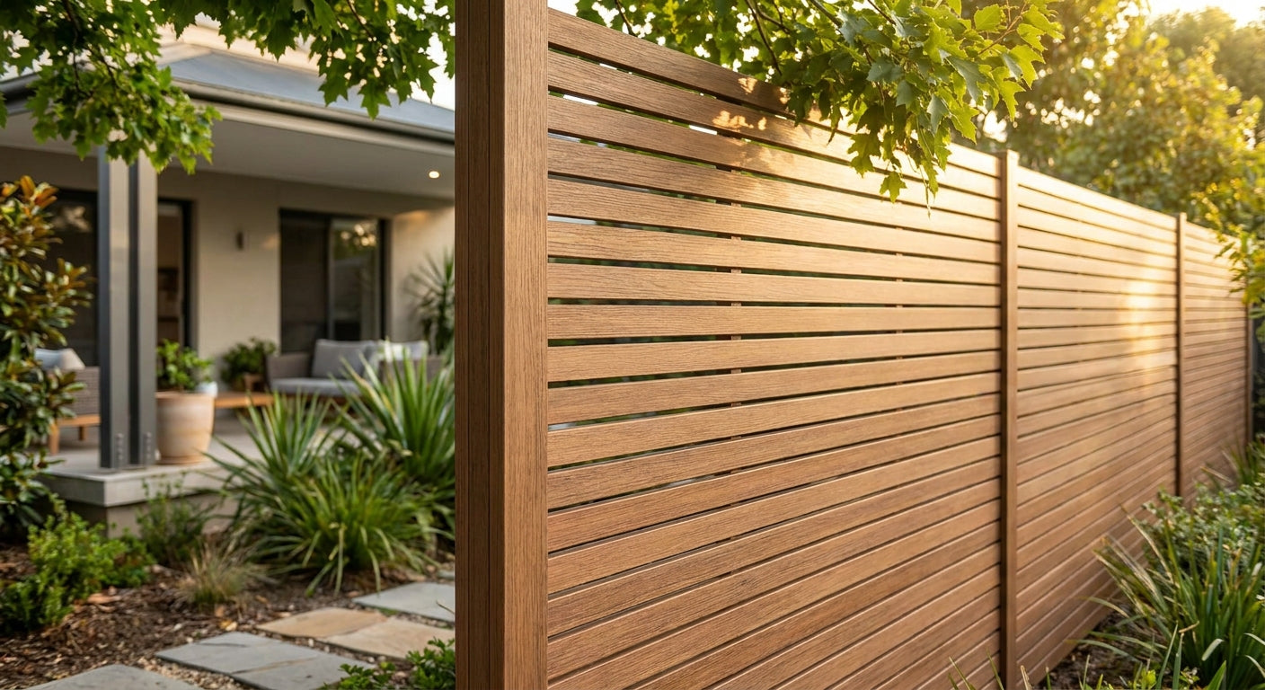 Exterior cladding panels for boundary wall privacy screens