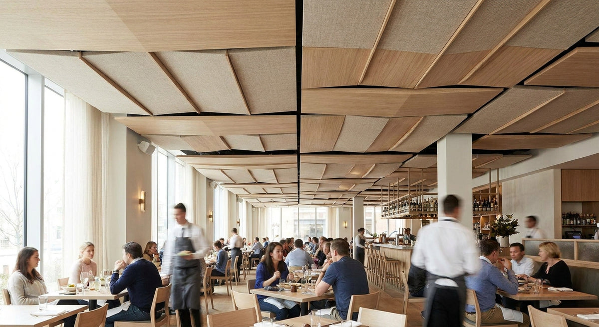 Acoustic ceiling panels for restaurants