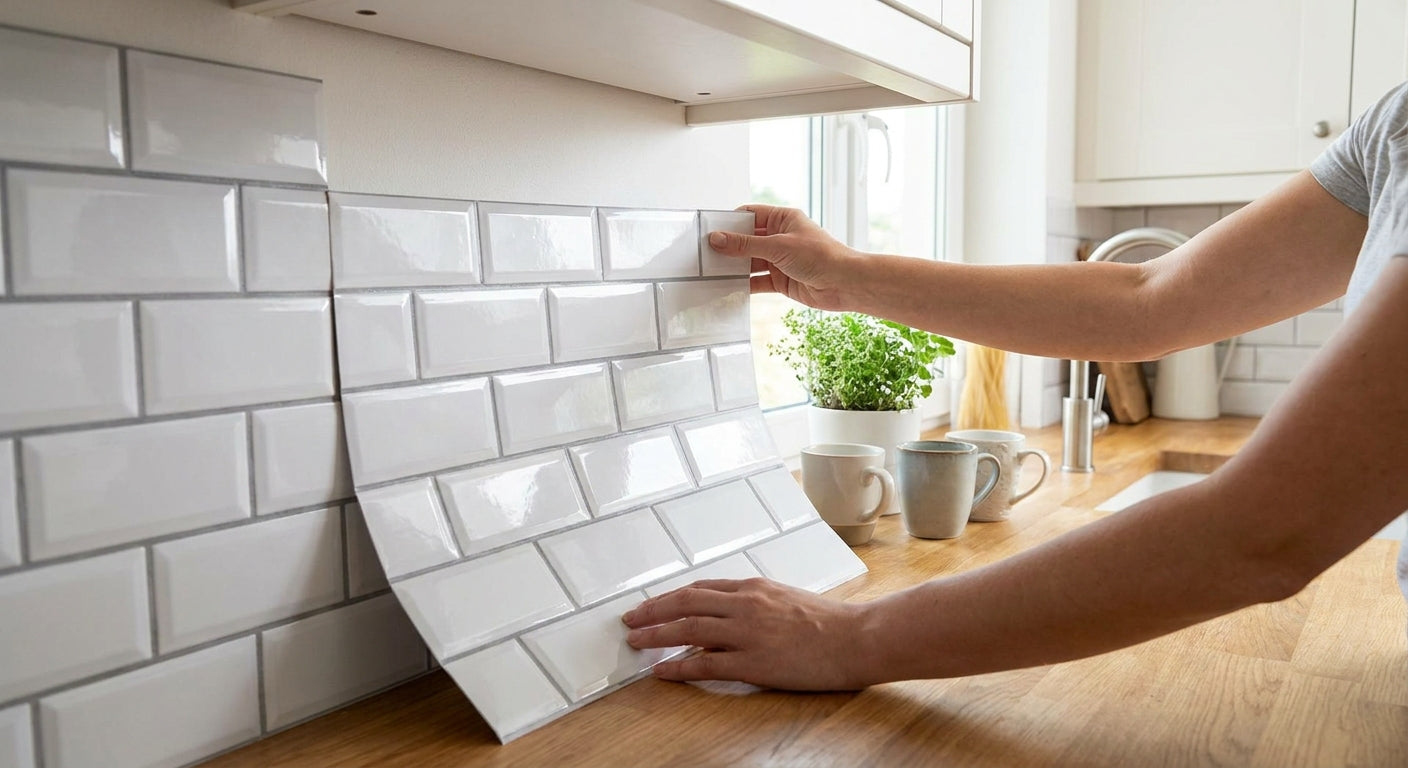 Peel and stick splashback panels for rental kitchens