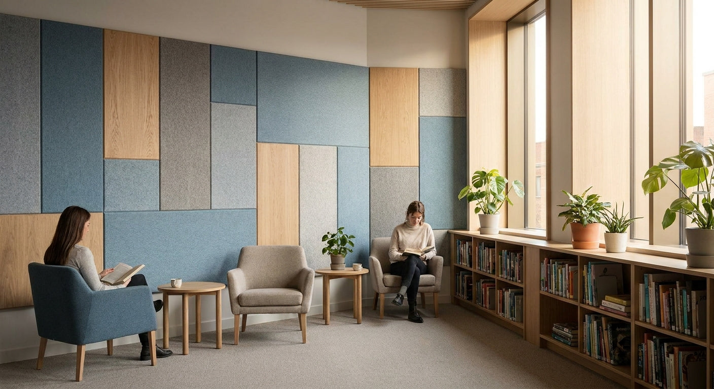 Acoustic panels for library and reading room walls