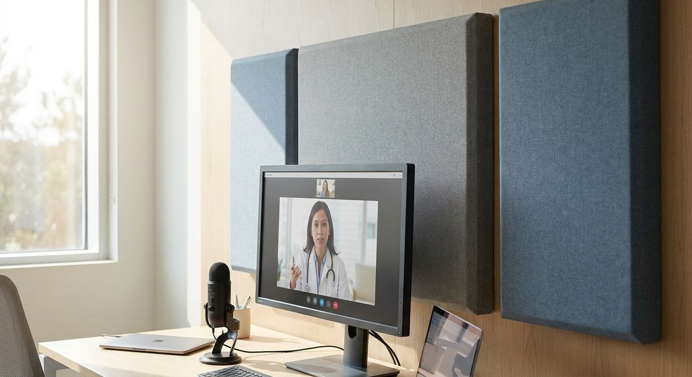 Acoustic panels for telehealth offices