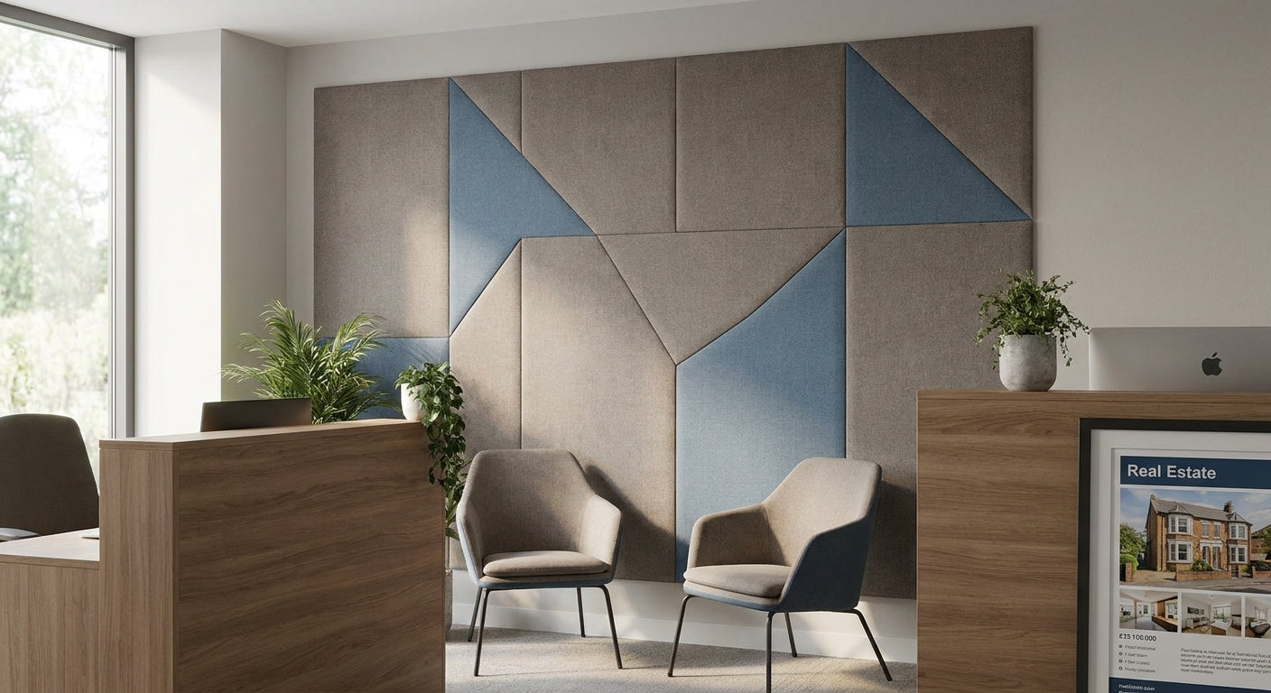 Acoustic panels for estate agent office walls