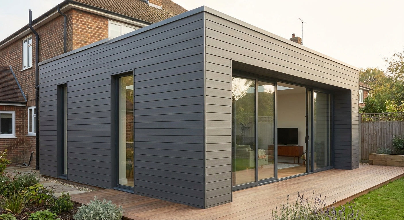 Composite cladding panels for extension walls