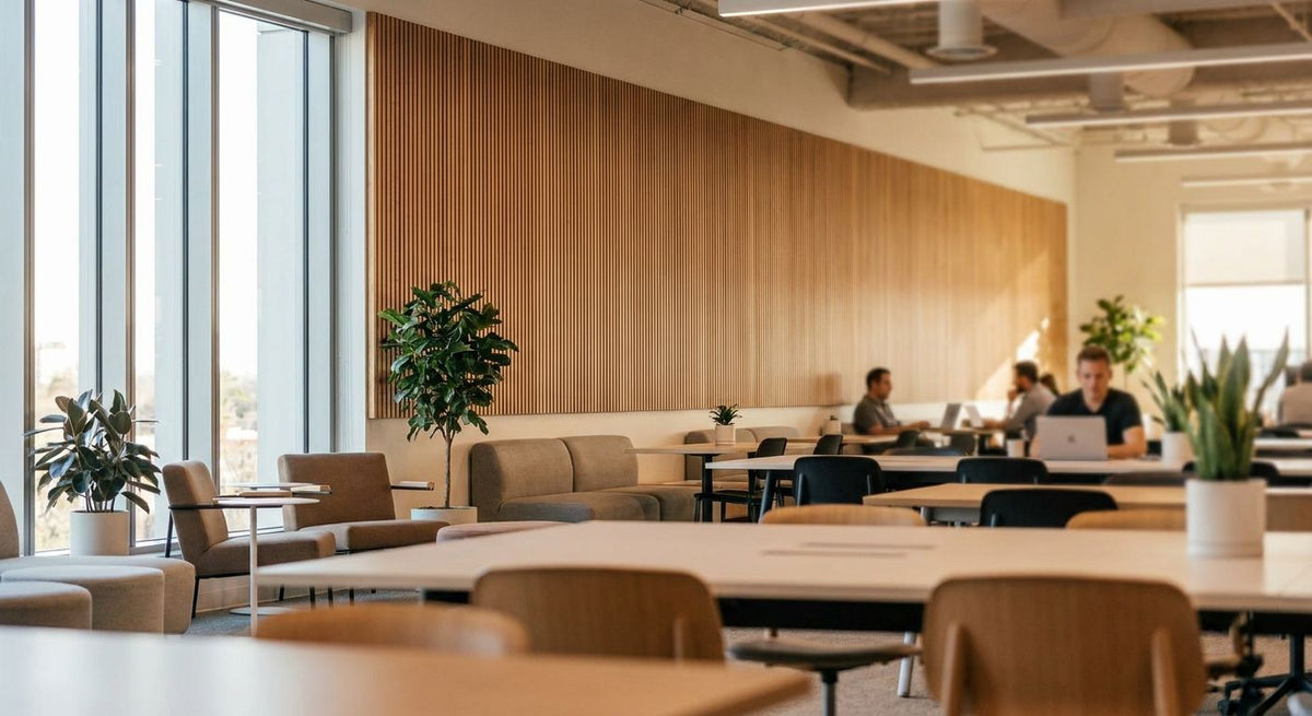 Acoustic wood panels for tech startup offices
