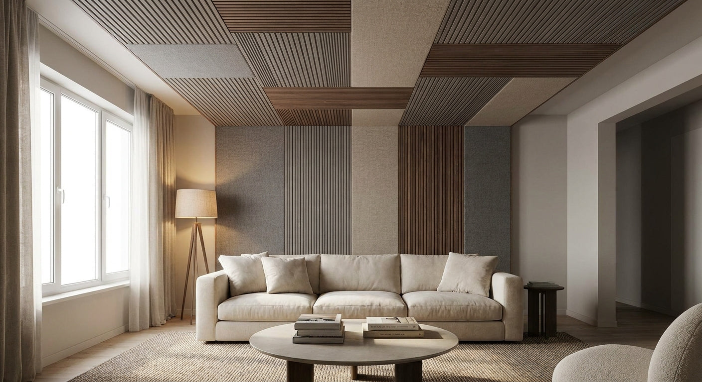 Acoustic ceiling panels for living rooms