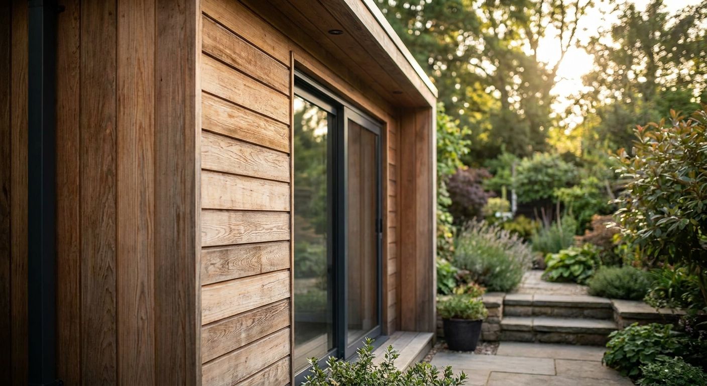 Wood cladding for garden studios