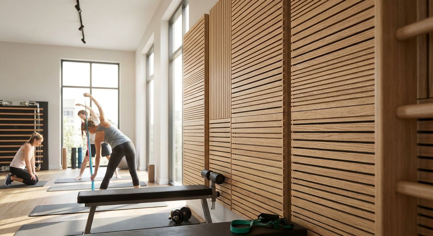 Acoustic wood panels for gyms
