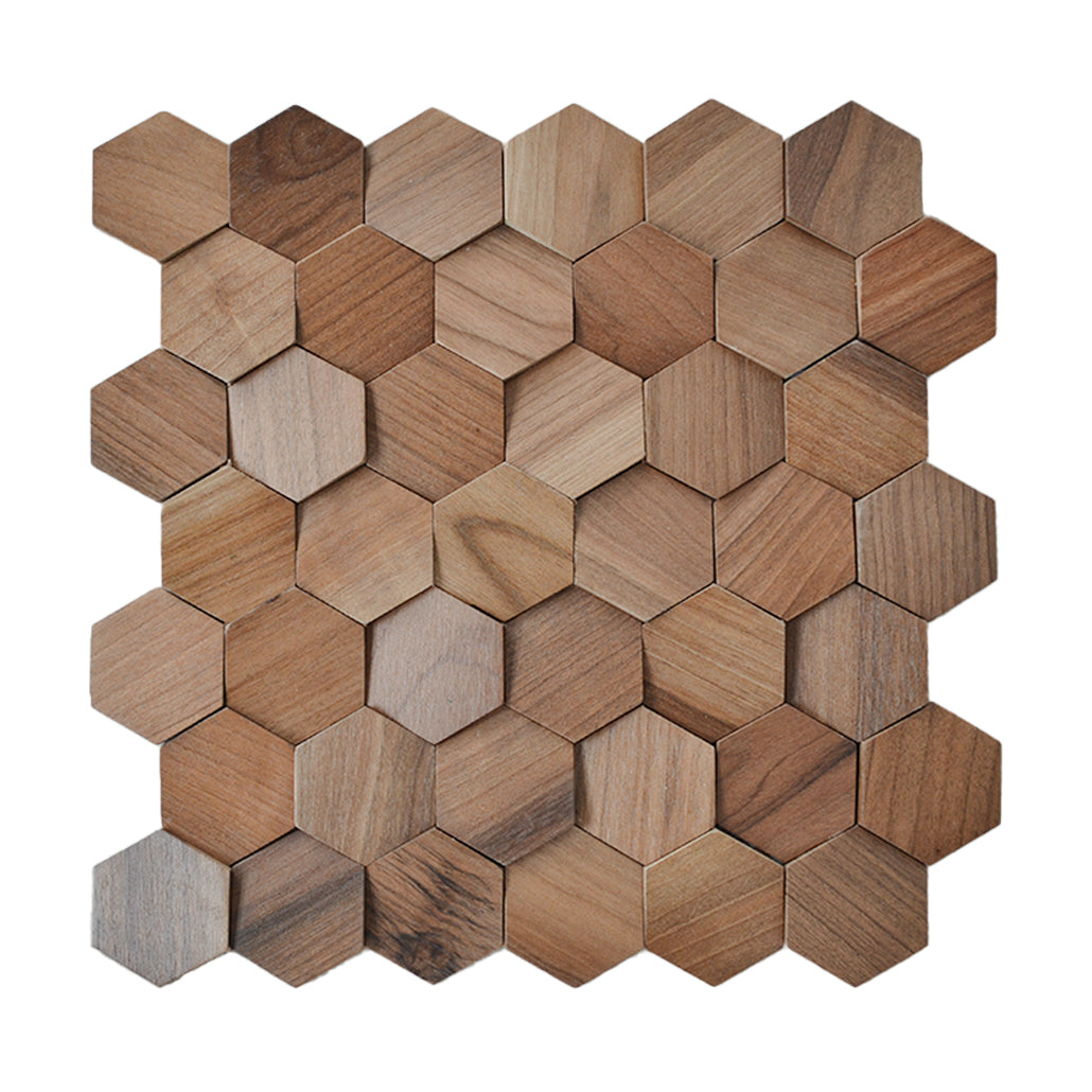 Velvet Walnut 3D Wood Wall Panel | 31×30 cm | Real Wood