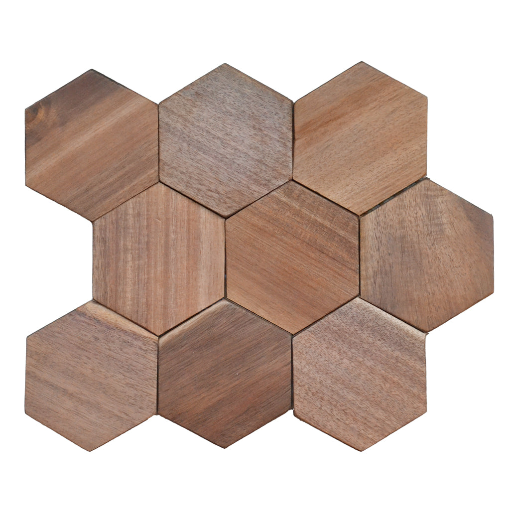 Tropical Walnut 3D Wood Wall Panel | 26×30 cm | Real Wood