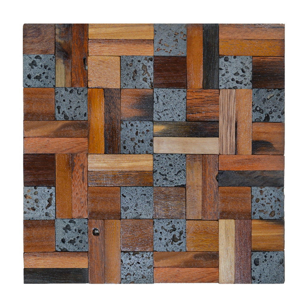Lava Mix 3D Wood Wall Panel | 30×30 cm | Real Wood