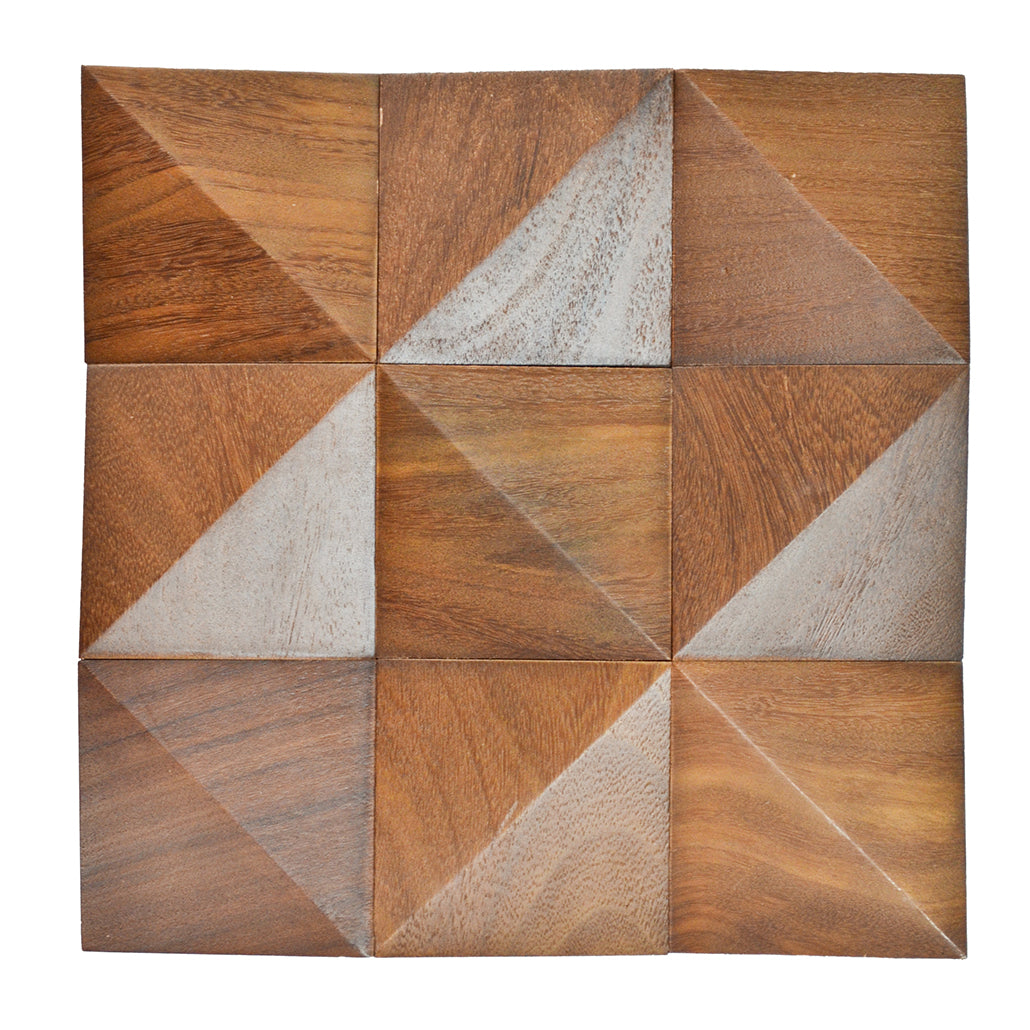 Cumaru Deep 3D Wood Wall Panel | 30×30 cm | Real Wood