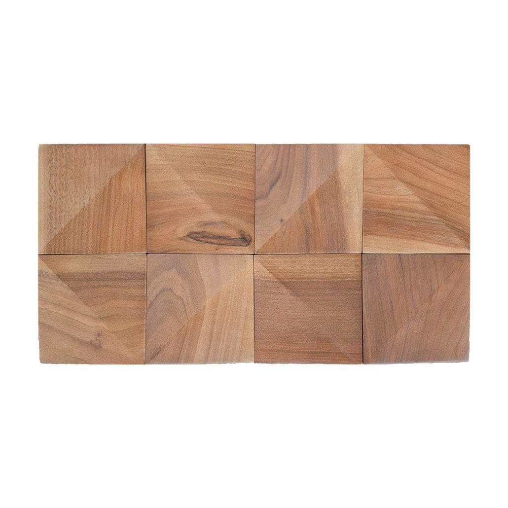 Slim Walnut 3D Wood Wall Panel | 20×40 cm | Real Wood