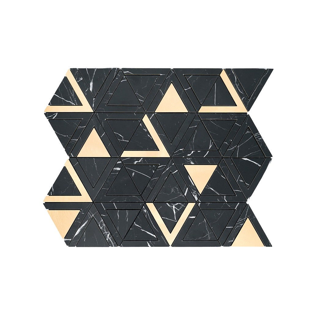 Triangle Black Gold Peel & Stick Splashback | 28.7×33.1 cm | Self-Adhesive Mosaic Tile