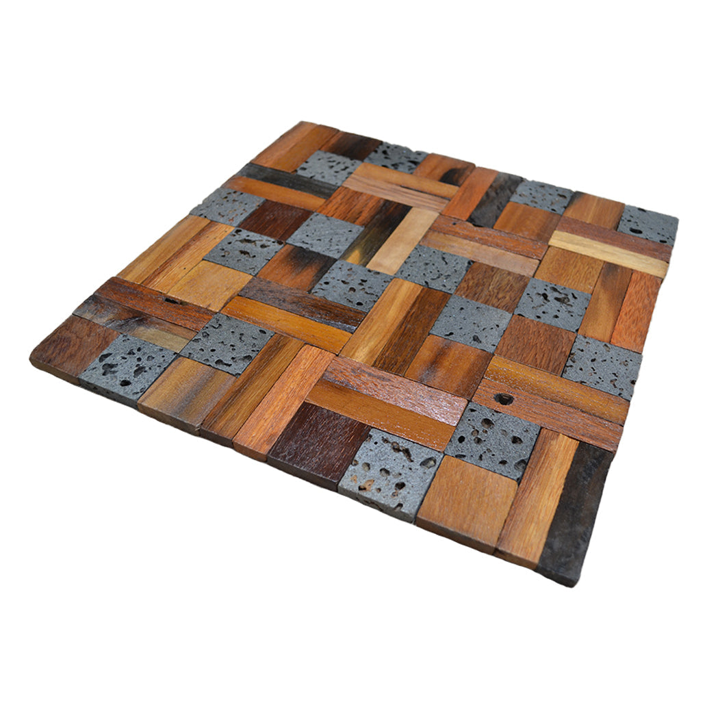 Lava Mix 3D Wood Wall Panel | 30×30 cm | Real Wood