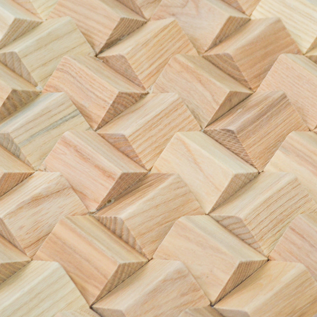 Ash 3D Wood Wall Panel | 30×30 cm | Real Wood
