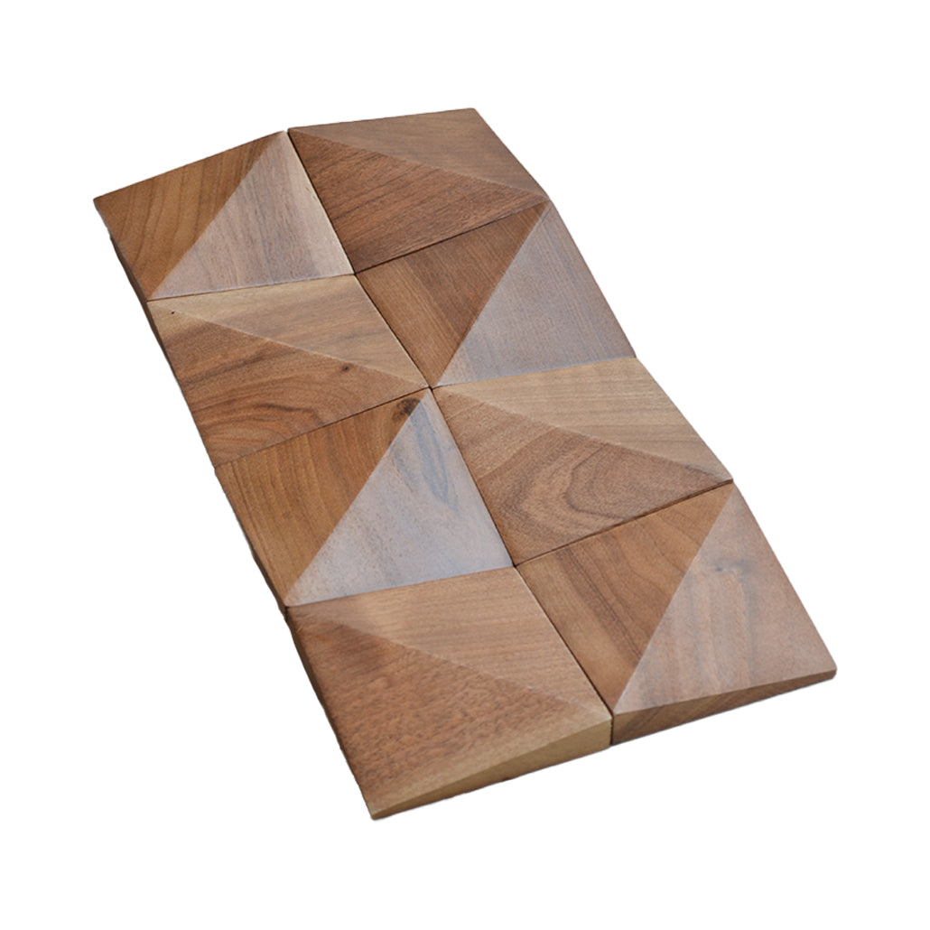 Slim Walnut 3D Wood Wall Panel | 20×40 cm | Real Wood