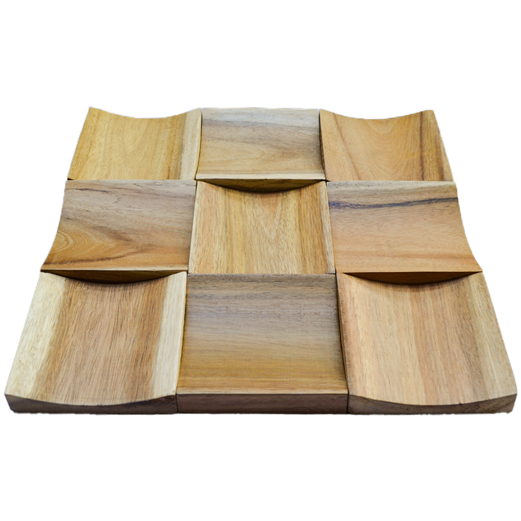 Timeless Teak 3D Wood Wall Panel | 30×30 cm | Real Wood