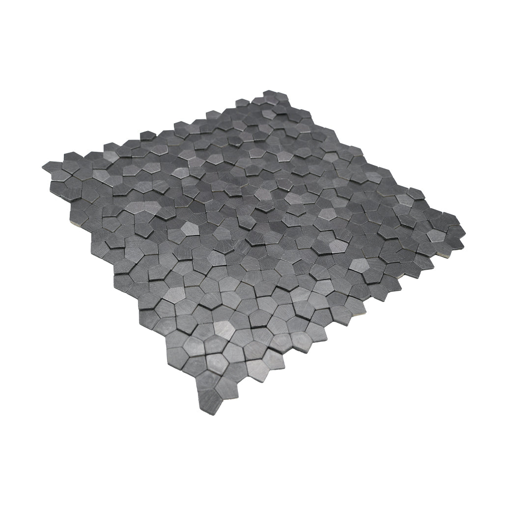 Pentagon 3D Anthracite Peel & Stick Splashback | 28.2×28.2 cm | Self-Adhesive Mosaic Tile