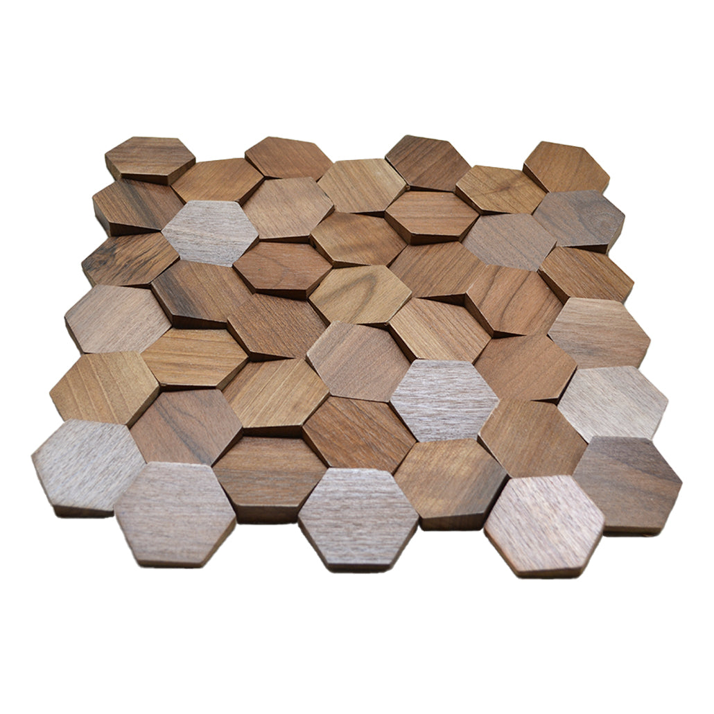 Velvet Walnut 3D Wood Wall Panel | 31×30 cm | Real Wood