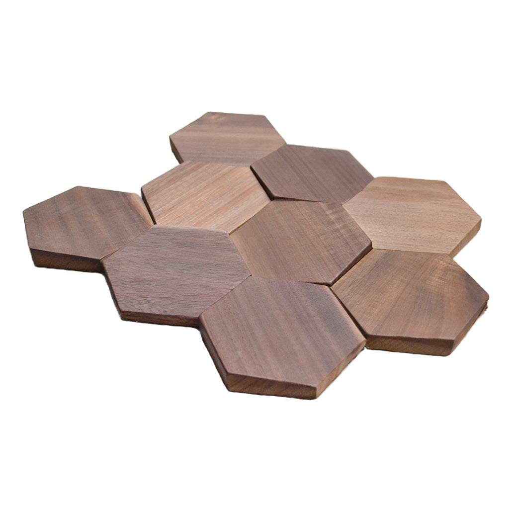 Tropical Walnut 3D Wood Wall Panel | 26×30 cm | Real Wood
