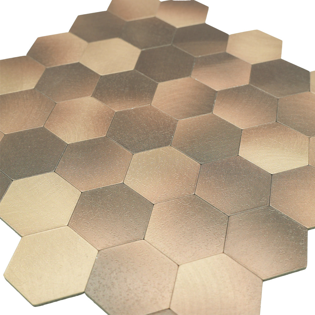 Hexagon Gold Peel & Stick Splashback | 28.8×29.2 cm | Self-Adhesive Mosaic Tile