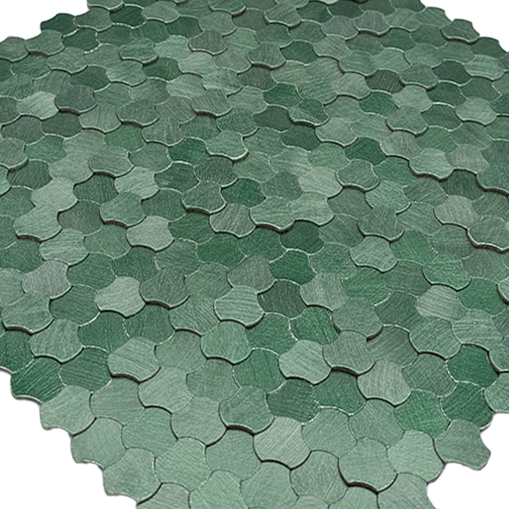 Trefoil 3D Dark Green Peel & Stick Splashback | 30.5×29.6 cm | Self-Adhesive Mosaic Tile