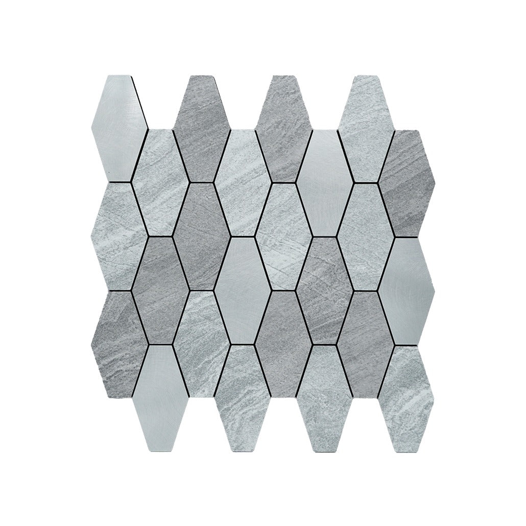 Picket Silver Peel & Stick Splashback | 30×30 cm | Self-Adhesive Mosaic Tile