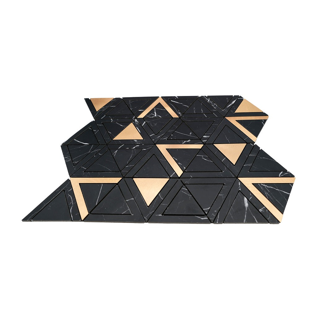 Triangle Black Gold Peel & Stick Splashback | 28.7×33.1 cm | Self-Adhesive Mosaic Tile