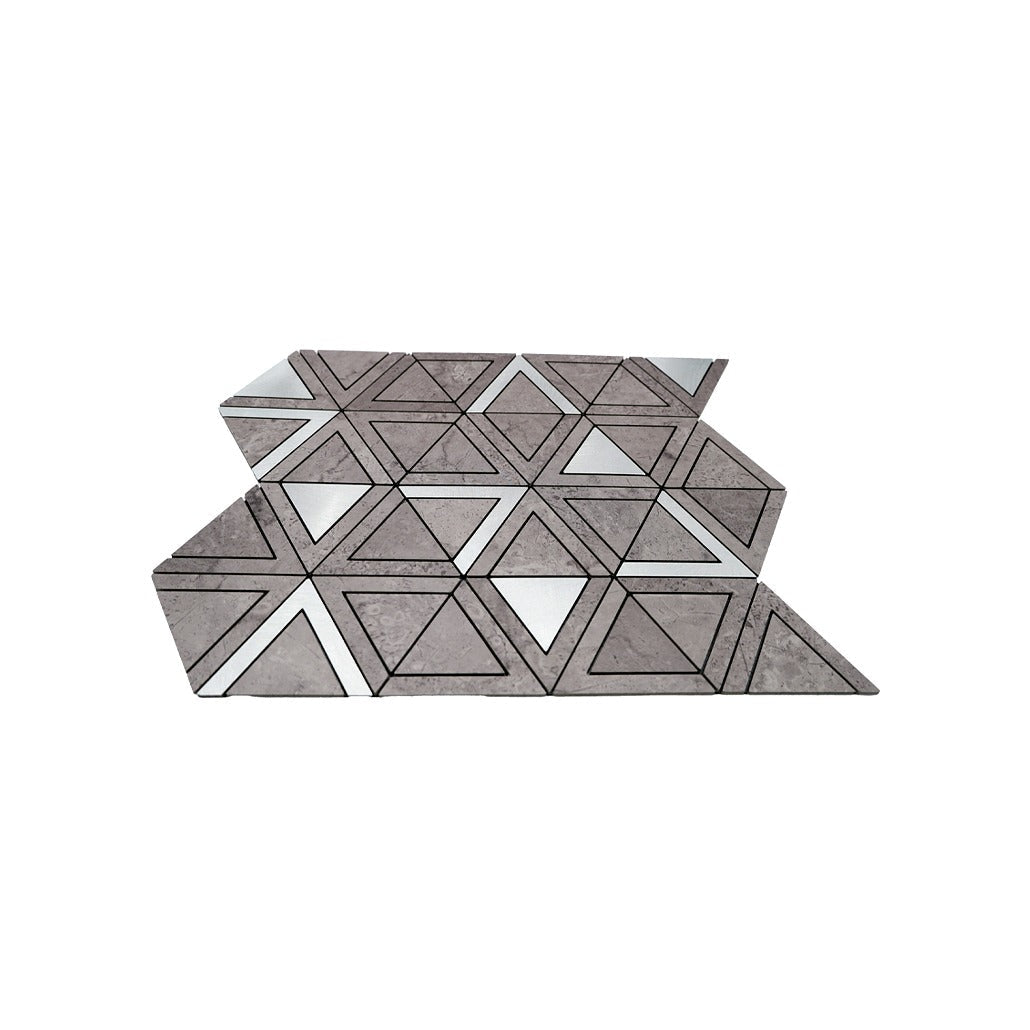 Triangle Gray Silver Peel & Stick Splashback | 28.7×33.1 cm | Self-Adhesive Mosaic Tile