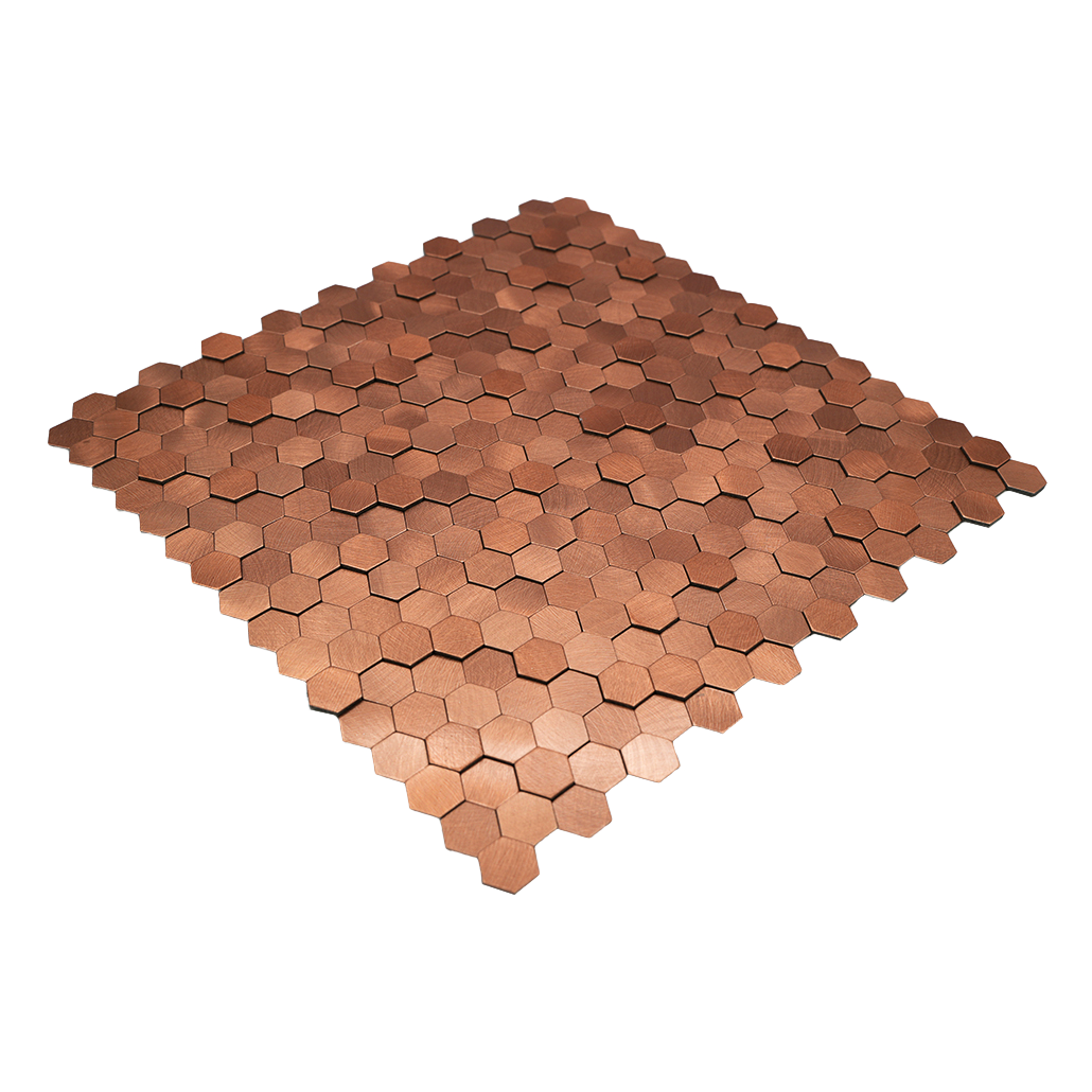 Mini Hexagon 3D Copper Peel & Stick Splashback | 29.8×30.7 cm | Self-Adhesive Mosaic Tile