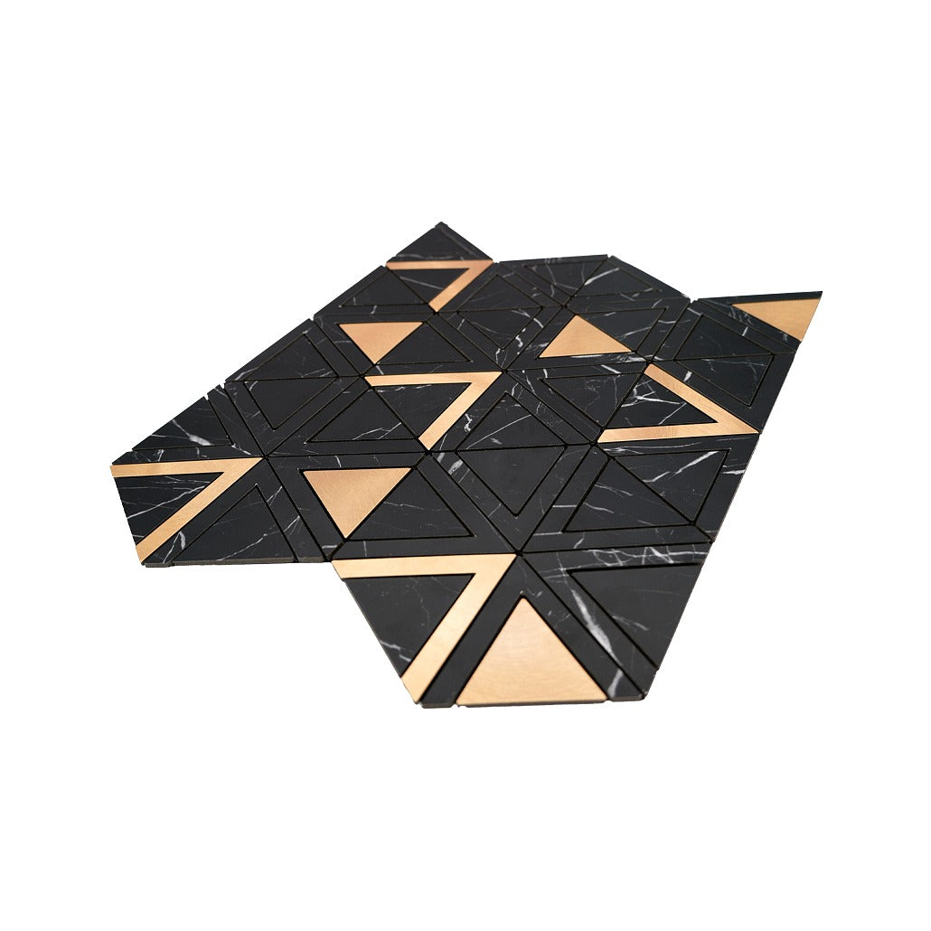 Triangle Black Gold Peel & Stick Splashback | 28.7×33.1 cm | Self-Adhesive Mosaic Tile