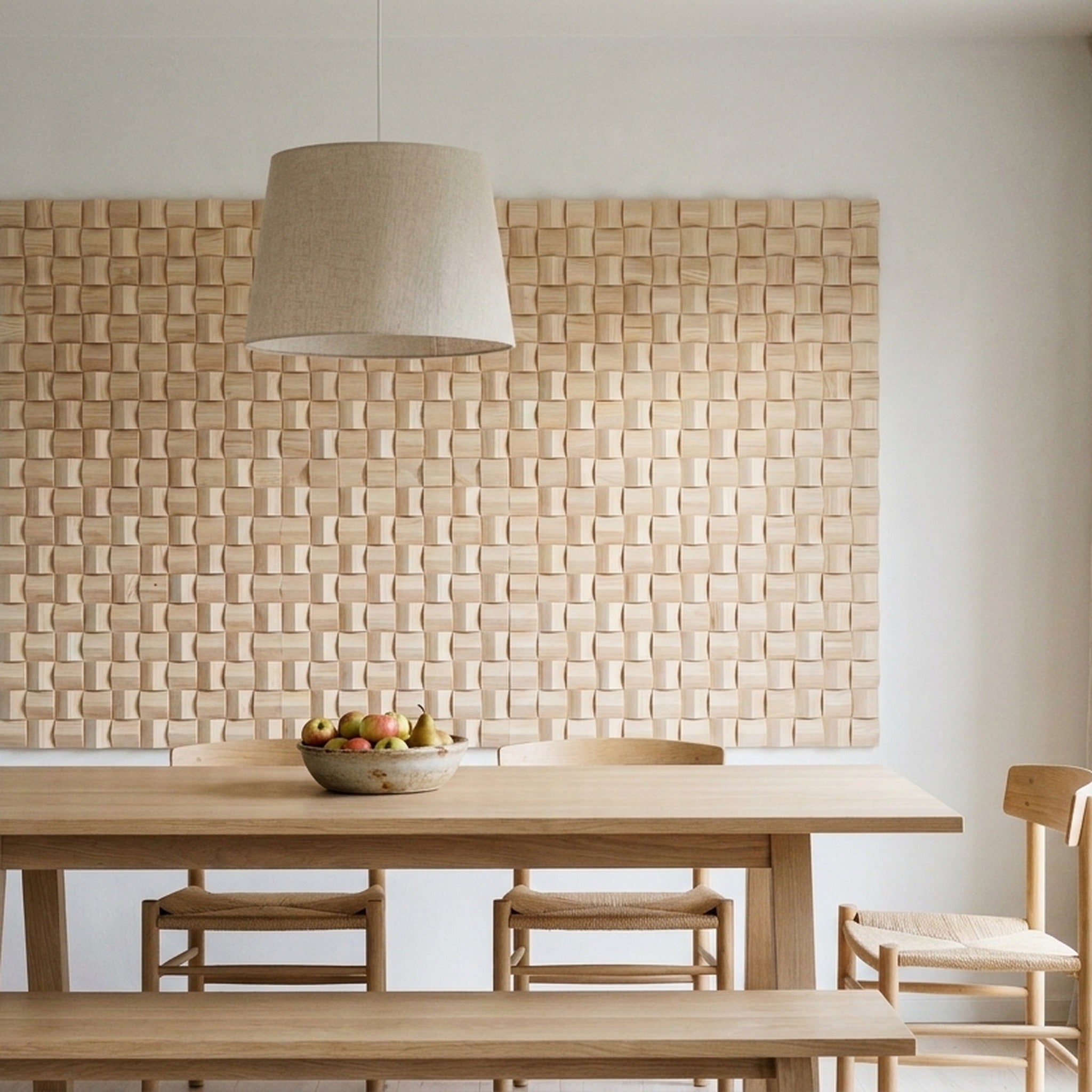 Ash 3D Wood Wall Panel | 30×30 cm | Real Wood