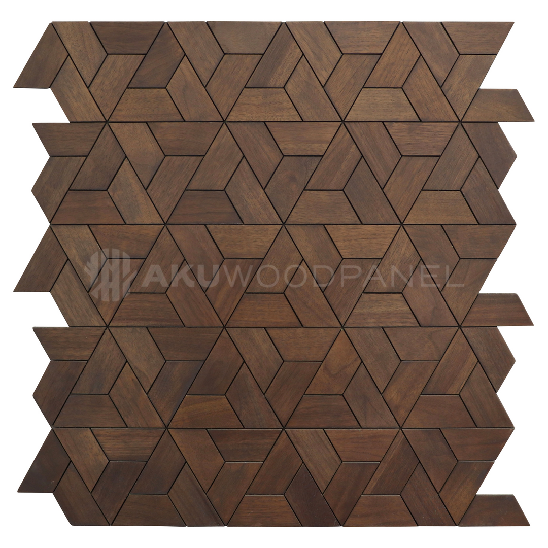 Aster Brown 3D Decorative Wall Panel 60x60cm Handcrafted Aku Woodpanel UK