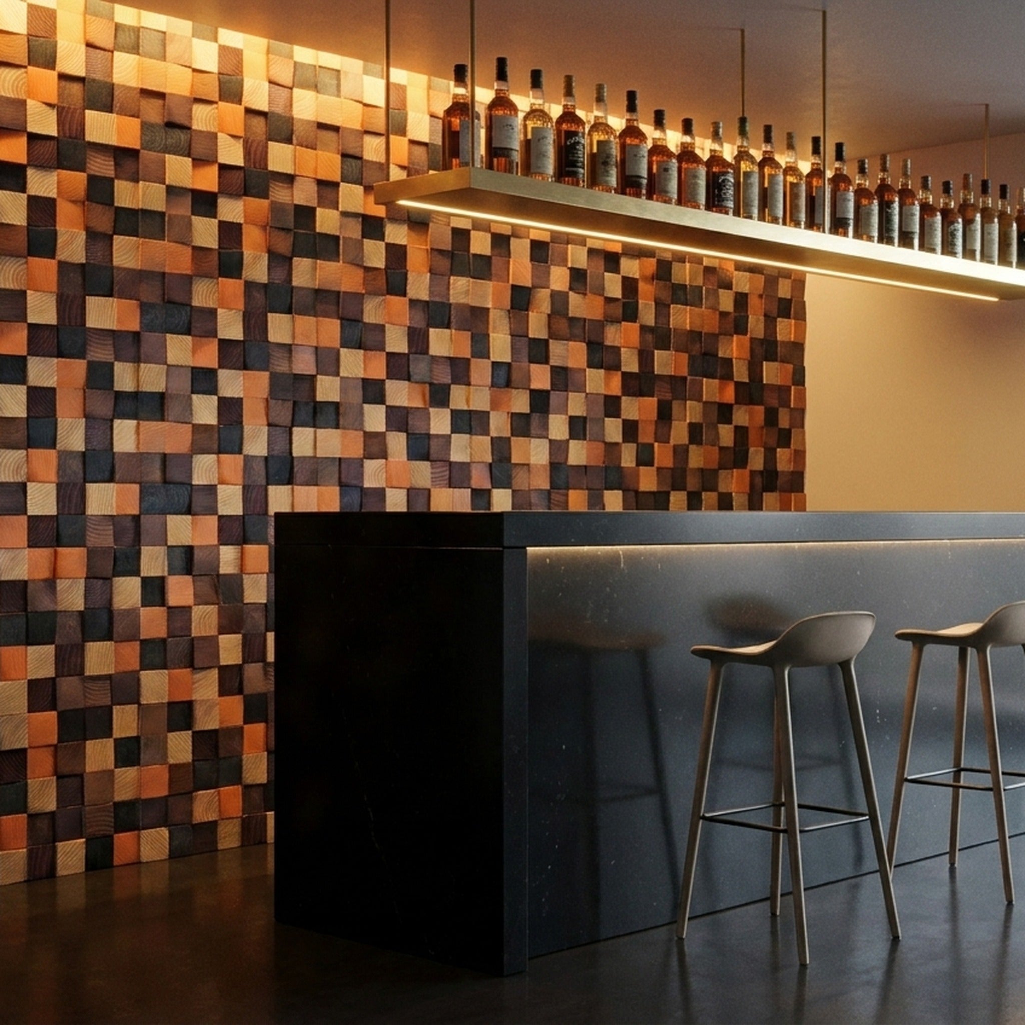 Bold Pine 3D Wood Wall Panel | 30×30 cm | Real Wood