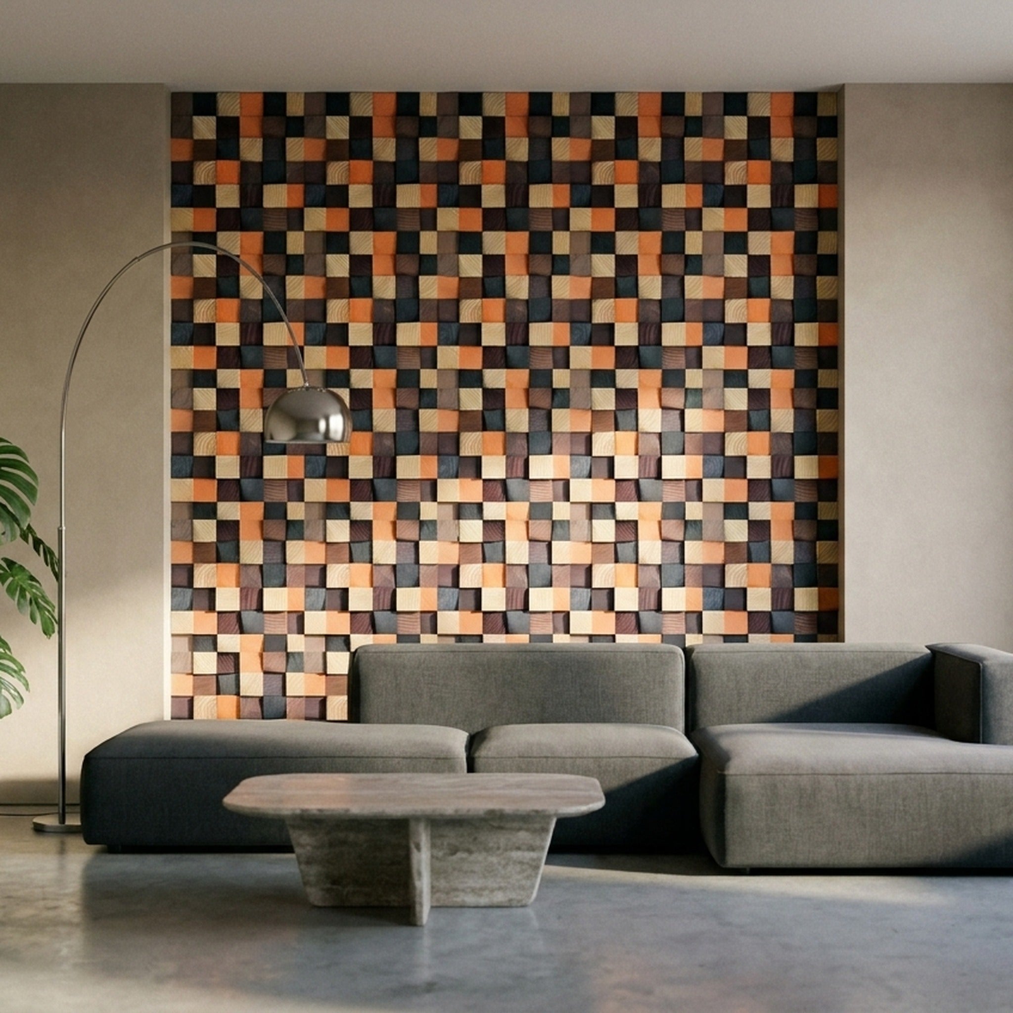 Bold Pine 3D Wood Wall Panel | 30×30 cm | Real Wood