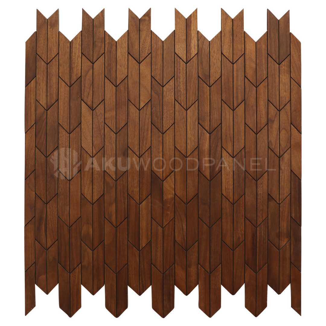 Crimson Smoked Brown 3D Decorative Wall Panel 60x60cm Handcrafted Aku Woodpanel UK