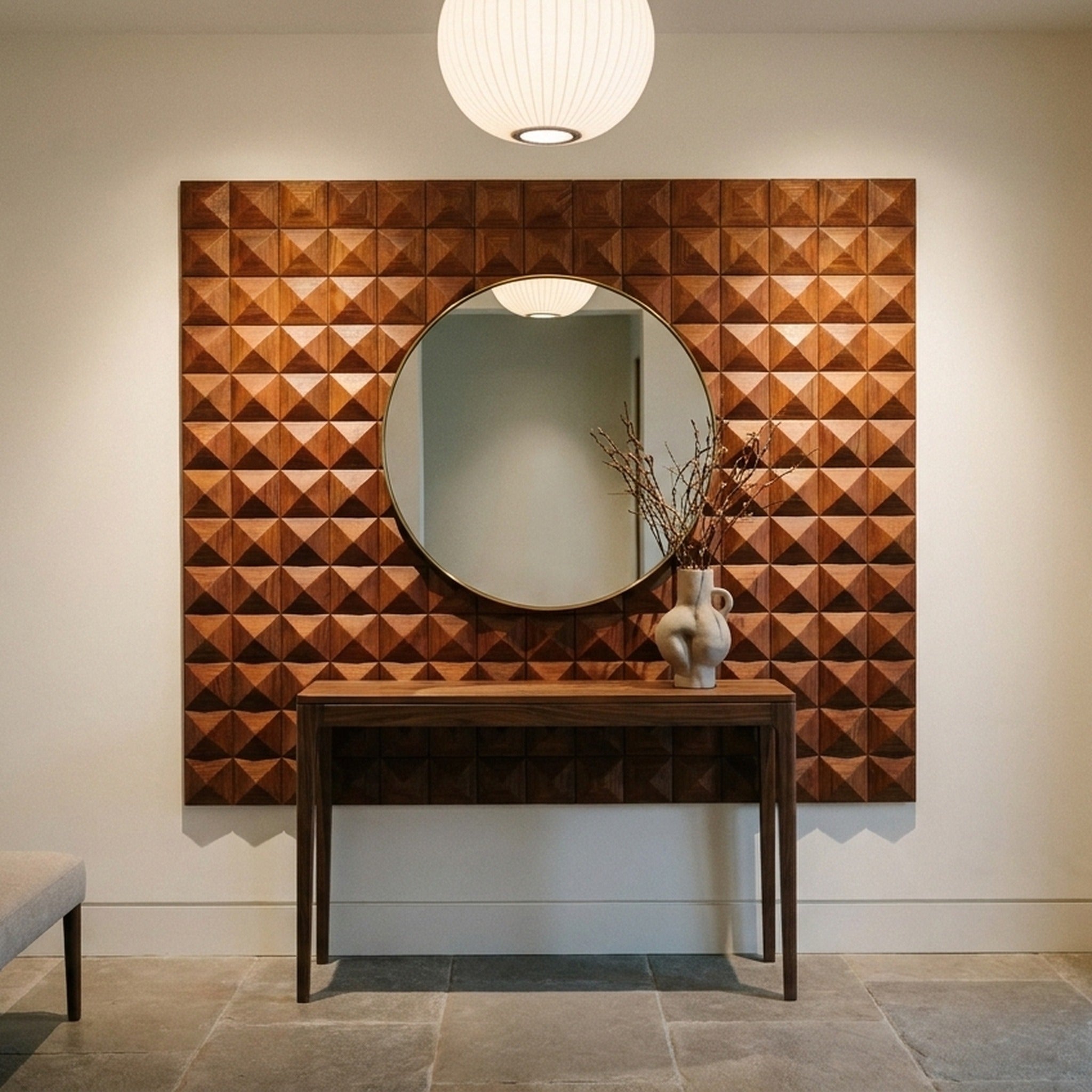 Cumaru Deep 3D Wood Wall Panel | 30×30 cm | Real Wood