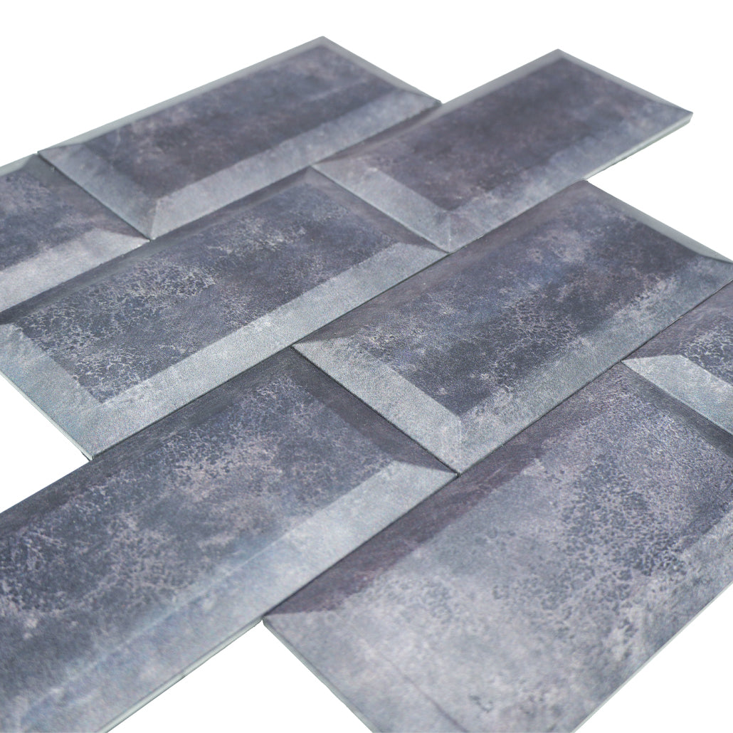Subway 3D Blue-Gray Peel & Stick Splashback | 30.5×30.5 cm | Self-Adhesive Mosaic Tile