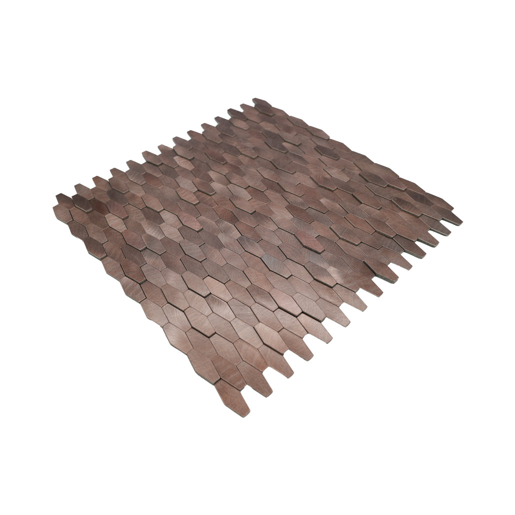 Picket 3D Dark Copper Peel & Stick Splashback | 31×30 cm | Self-Adhesive Mosaic Tile